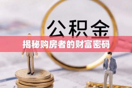 新沂揭秘购房者的财富密码