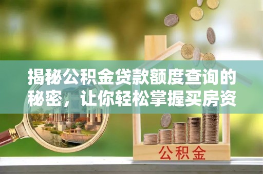 新沂揭秘公积金贷款额度查询的秘密，让你轻松掌握买房资金规划